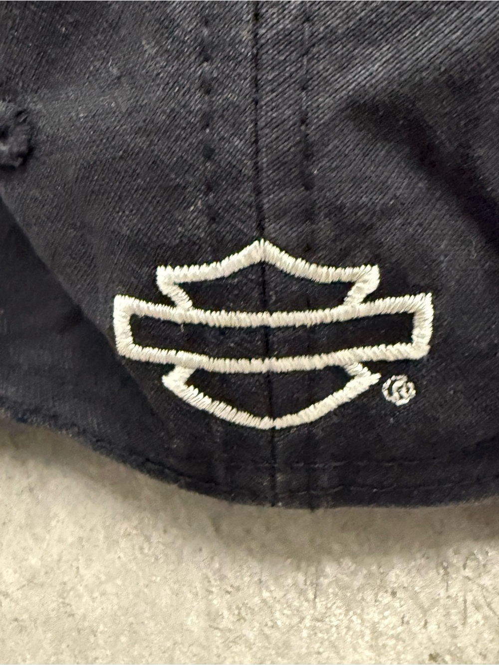 Black Harley Davidson LogoAdjustable Baseball Hat with Rhinestone Trim One Size - Picture 5 of 10